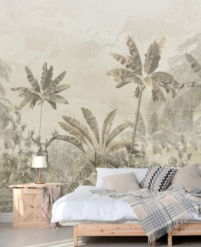 carta da parati murale personalizzata con paesaggio della giungla vintage greige carta da parati murale personalizzata con paesaggio della giungla vintage greige