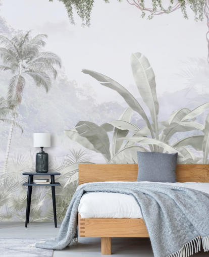 Wandbild mit Dschungel-Tapete im Vintage-Stil