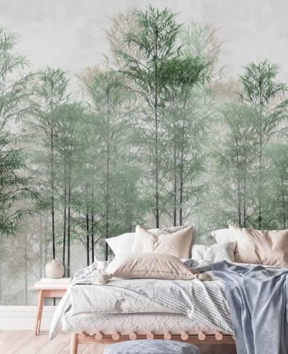 Carta da parati murale con alberi in una linea, foresta Carta da parati murale con alberi in una linea, foresta