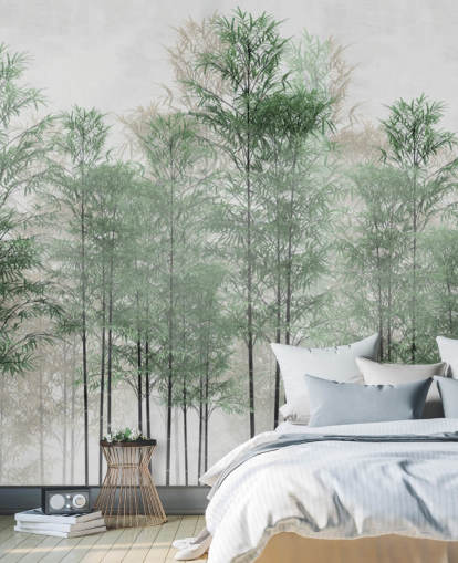 Fotobehang bomen in een lijn bos Fotobehang bomen in een lijn bos