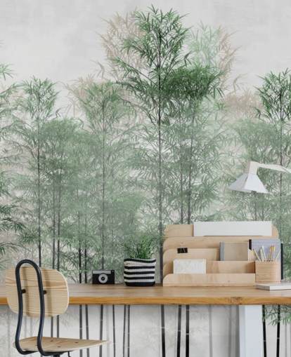 Fotobehang bomen in een lijn bos