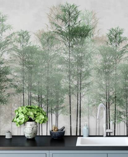 trees in a line forest wallpaper wall mural