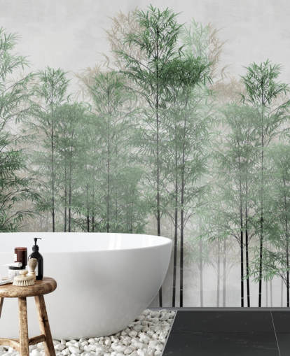 Carta da parati murale con alberi in una linea, foresta