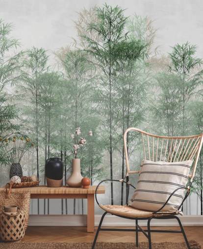 trees in a line forest wallpaper wall mural