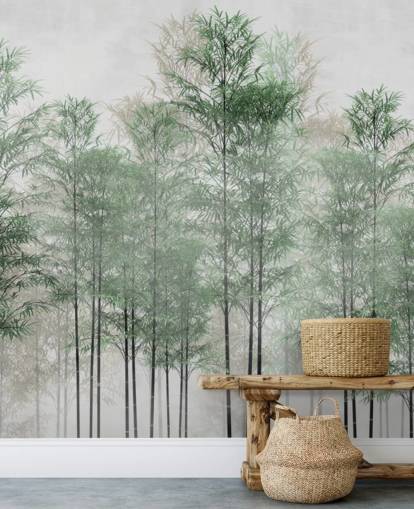 trees in a line forest wallpaper wall mural