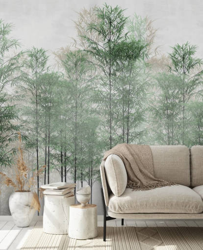 trees in a line forest wallpaper wall mural