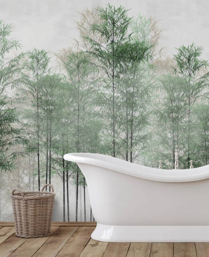 Wandtapete mit Bäumen in einer Linie, Wald