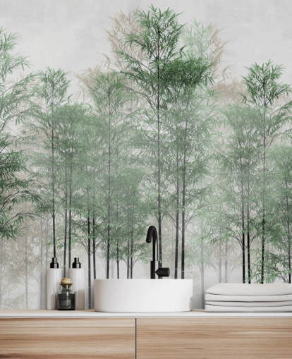 trees in a line forest wallpaper wall mural