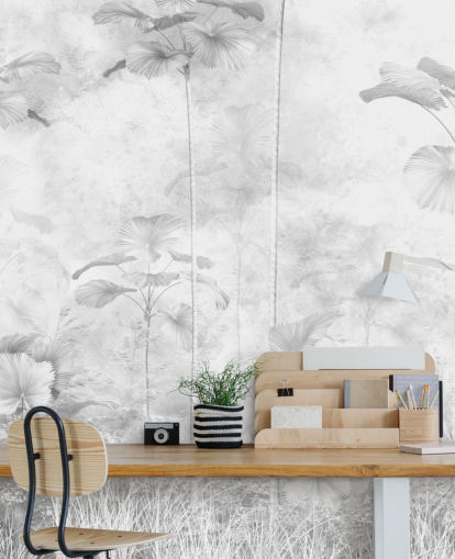 murale personalizzabile monocromatico con scenario della giungla per camere da letto murale personalizzabile monocromatico con scenario della giungla per camere da letto