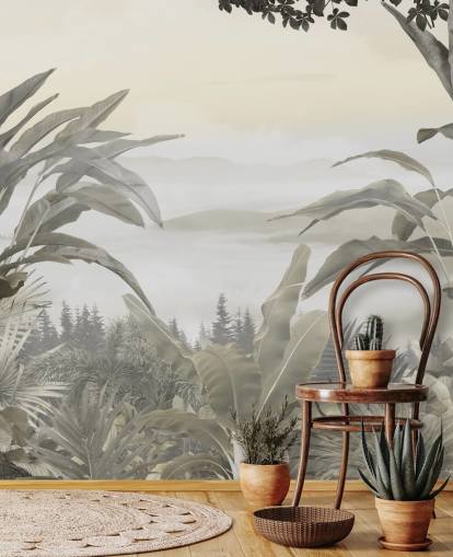 behangmuurschildering met jungleparadijs