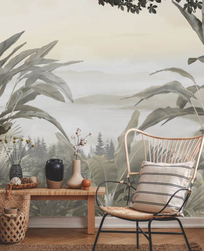 behangmuurschildering met jungleparadijs