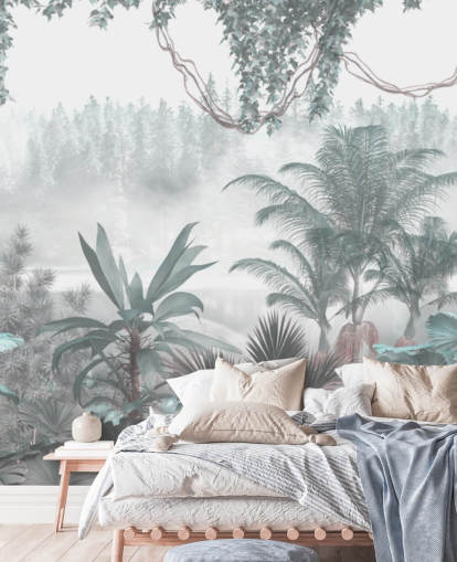 custom panoramic vintage jungle wallpaper for lounges or bedrooms