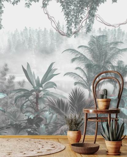custom panoramic vintage jungle wallpaper for lounges or bedrooms