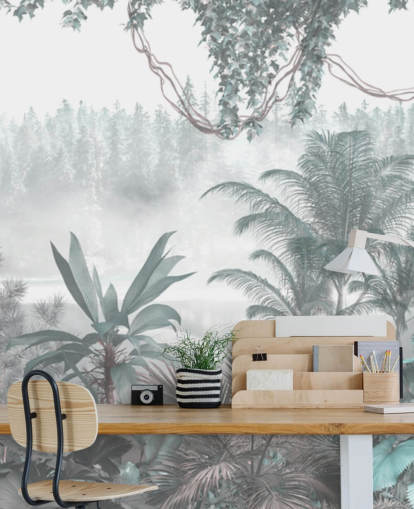 papel pintado panorámico vintage personalizado de la jungla para salones o dormitorios