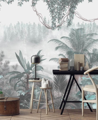 carta da parati panoramica personalizzata vintage jungle per salotti o camere da letto