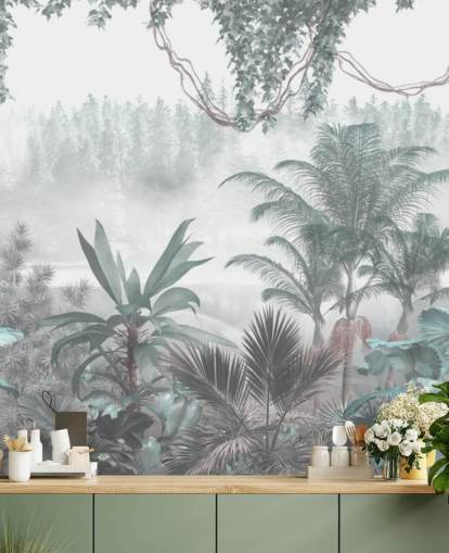 custom panoramic vintage jungle wallpaper for lounges or bedrooms