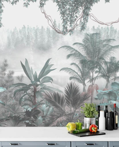 papel pintado panorámico vintage personalizado de la jungla para salones o dormitorios