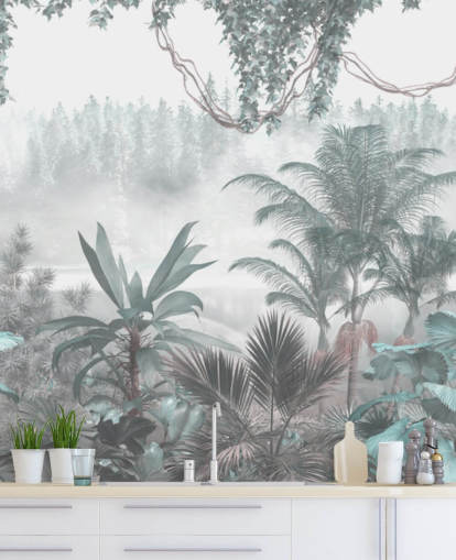 kundenspezifische Panorama-Vintage-Dschungel-Tapete für Lounges oder Schlafzimmer