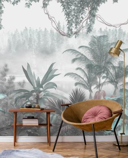custom panoramic vintage jungle wallpaper for lounges or bedrooms