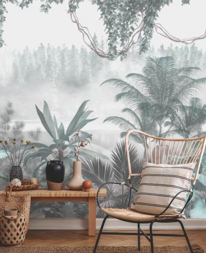 custom panoramic vintage jungle wallpaper for lounges or bedrooms