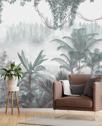 papel pintado panorámico vintage personalizado de la jungla para salones o dormitorios