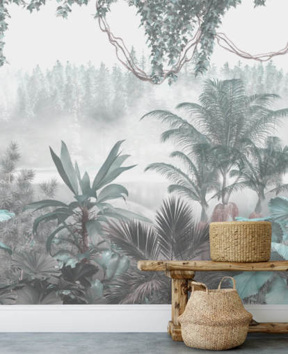 custom panoramic vintage jungle wallpaper for lounges or bedrooms