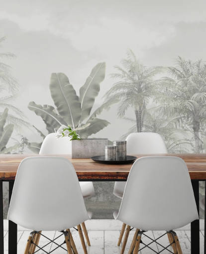 Panorama-Wandbild mit Dschungel-Tapete im Vintage-Stil