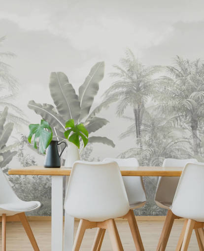 panoramische vintage jungle behang muurschildering