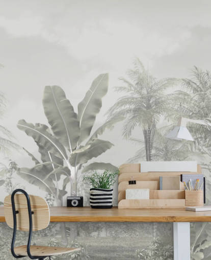 panoramische vintage jungle behang muurschildering