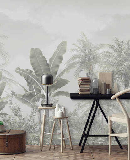 panoramic vintage jungle wallpaper wall mural