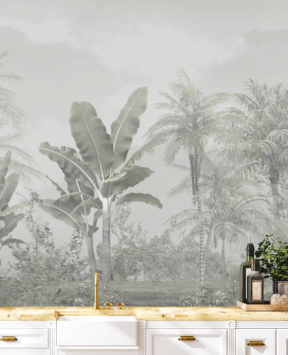 mural de pared panorámico vintage de la jungla