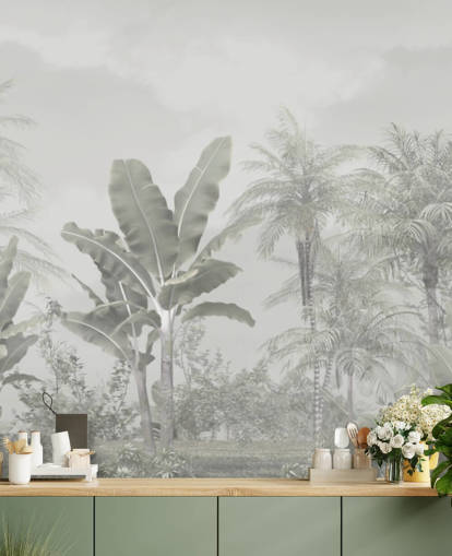 mural de parede panorâmico de papel de parede vintage da selva