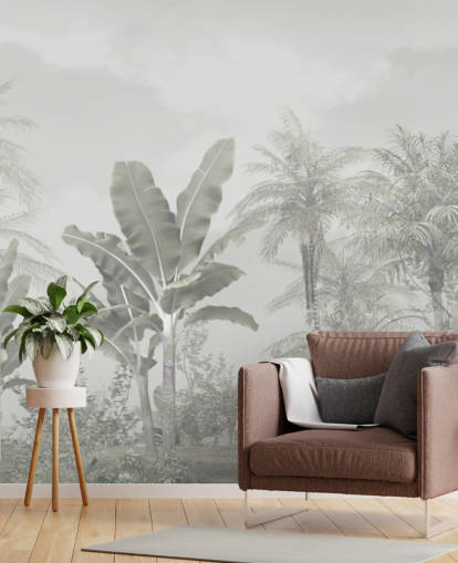 Panorama-Wandbild mit Dschungel-Tapete im Vintage-Stil
