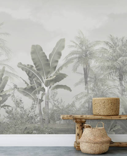 mural de parede panorâmico de papel de parede vintage da selva