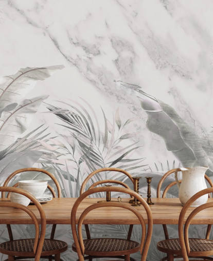 murale personalizzato monocromatico con foglie di giungla per camere da letto murale personalizzato monocromatico con foglie di giungla per camere da letto