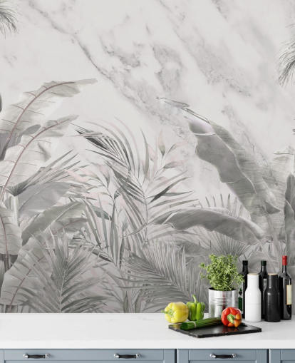 custom monochrome jungle leaves wall mural for bedrooms custom monochrome jungle leaves wall mural for bedrooms