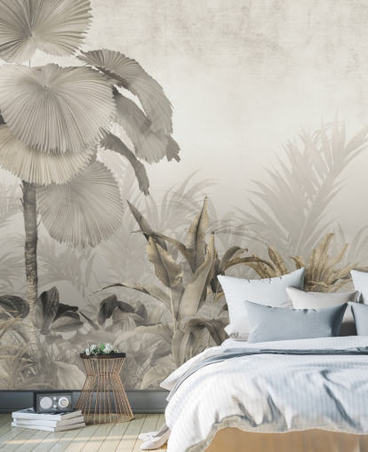 Vintage muurschildering in het junglebos voor lounges