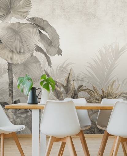 mural de pared vintage de bosque selvático para salones