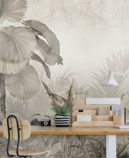 mural de pared vintage de bosque selvático para salones