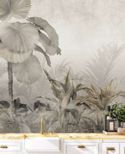 Mural de parede vintage na floresta da selva para lounges