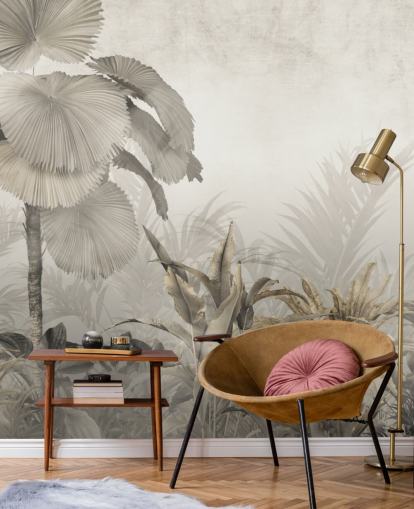 Vintage jungle skov vægmaleri til lounger Vintage jungle skov vægmaleri til lounger