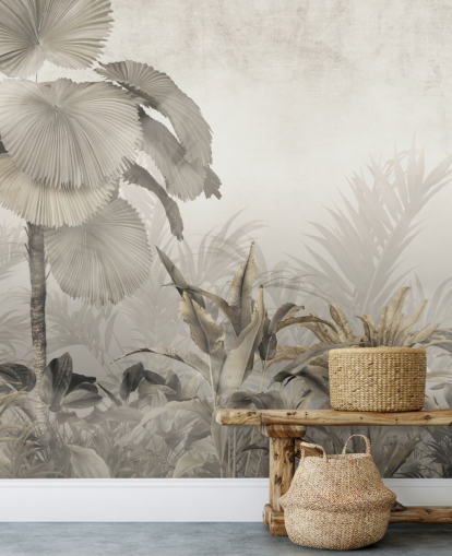 Mural de parede vintage na floresta da selva para lounges
