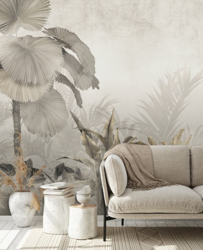 Vintage jungle forest wall mural for lounges
