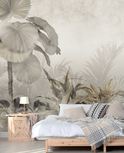 mural de pared vintage de bosque selvático para salones