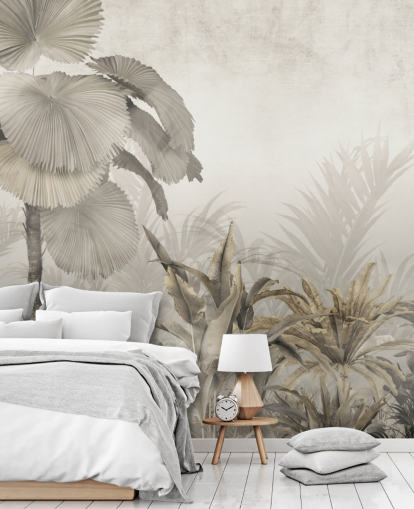 Vintage muurschildering in het junglebos voor lounges