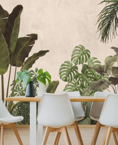 carta da parati murale verde e beige con giungla carta da parati murale verde e beige con giungla