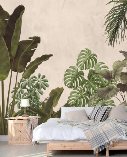 papier peint mural de la jungle verte et beige papier peint mural de la jungle verte et beige