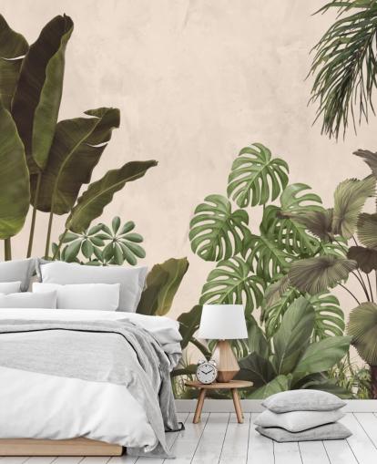 groene en beige jungle behangmuurschildering groene en beige jungle behangmuurschildering