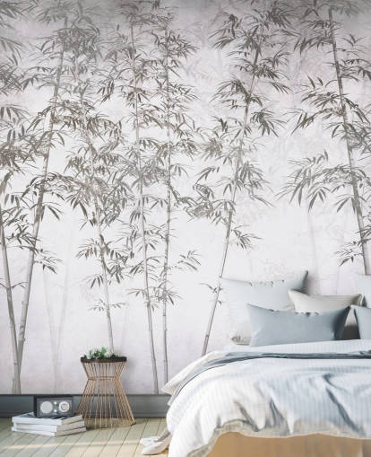 mural de papel de parede de bambu vintage