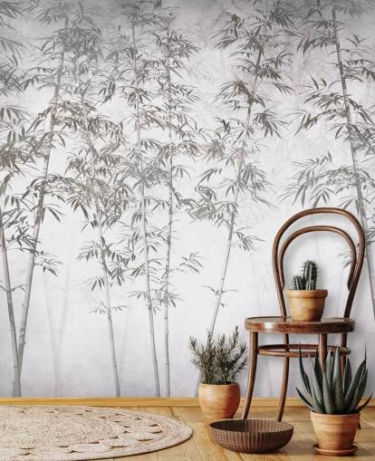 papier peint mural vintage en bambou